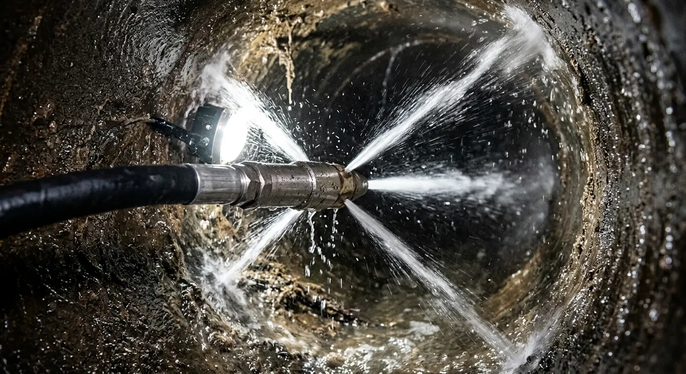 High-pressure hydro jetting nozzle cleaning sewer pipe for Sewer Cleanout in Southeast